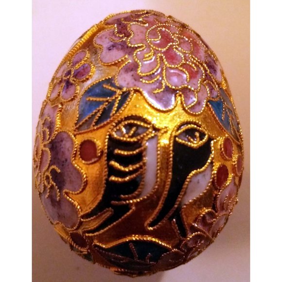 Cloisonné Egg Enamel ornament with Chinese design inside Egg Shell - 2 pieces - Picture 9 of 14